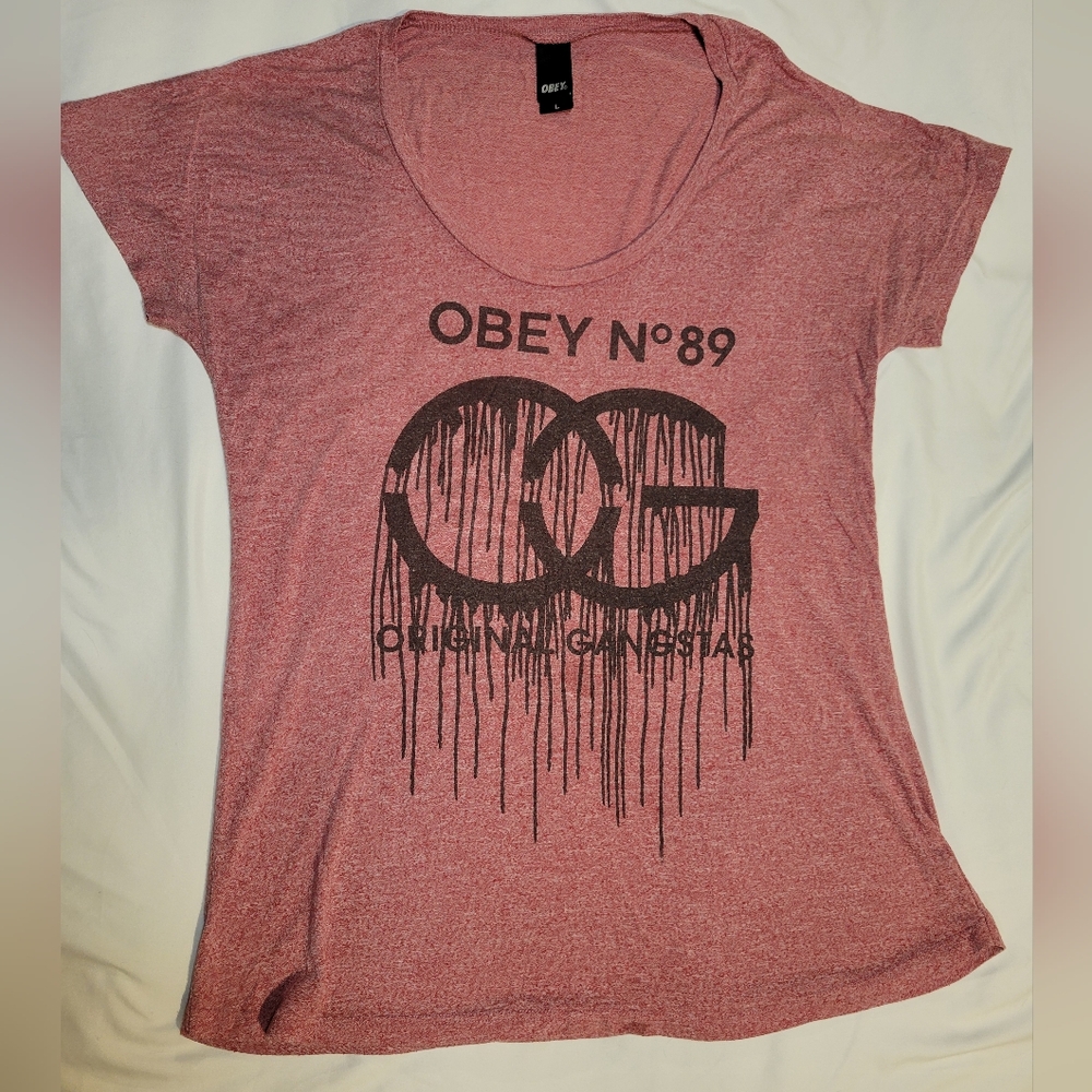 Vintage Obey Heather Red Tshirt